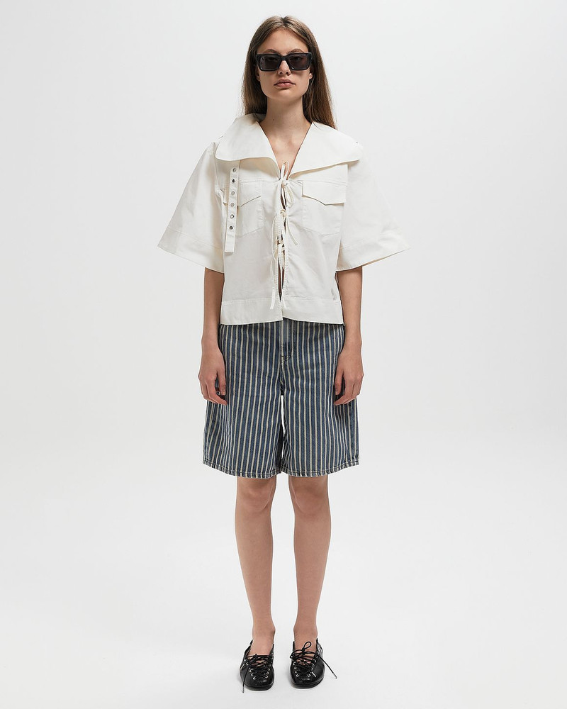 GANNI Stretch Cotton Cowl Neck Blouse outlook