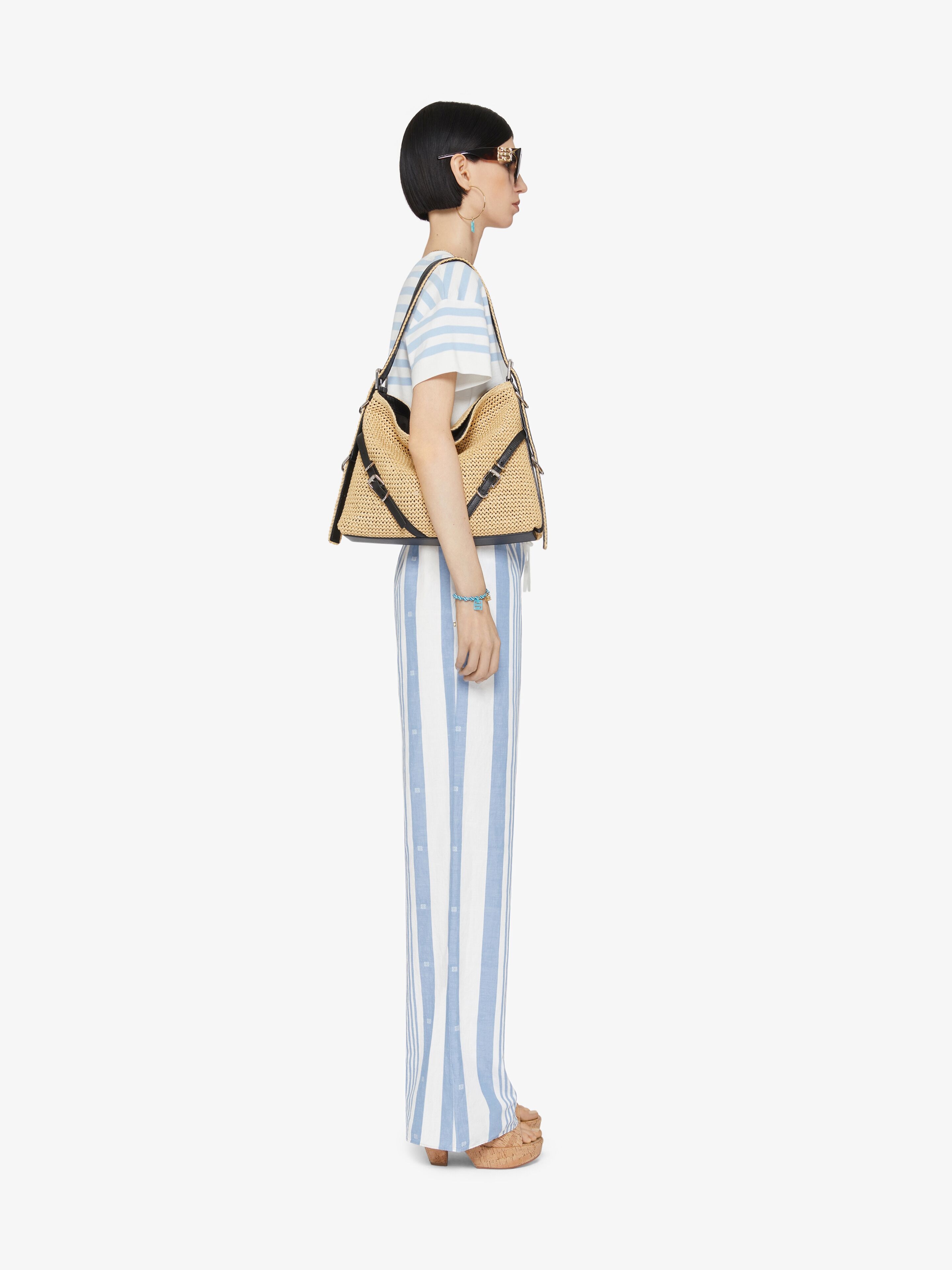 PANTS IN COTTON AND LINEN WITH 4G STRIPES - 3