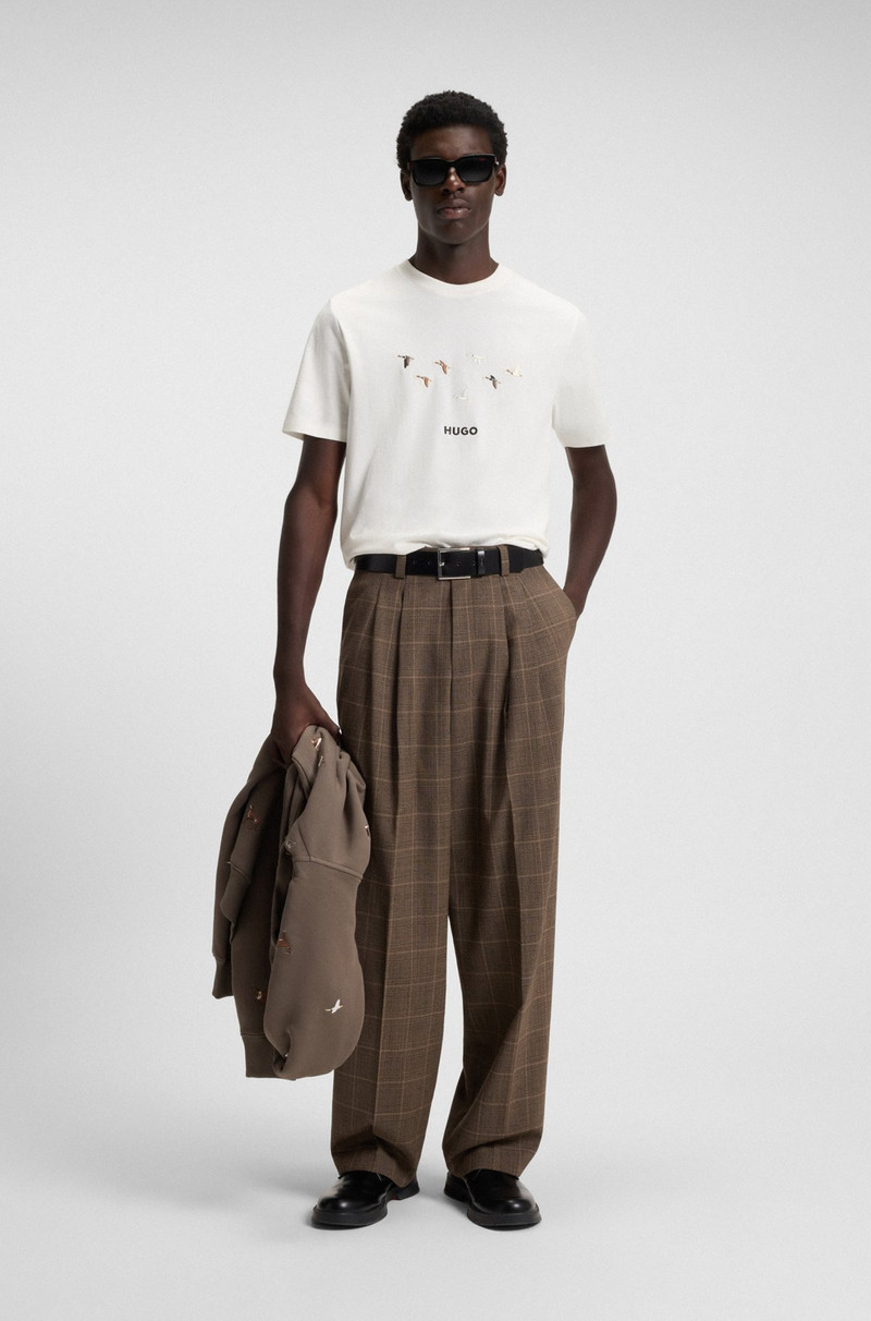 HUGO COTTON JERSEY T-SHIRT WITH CURVED EMBROIDERED LOGO outlook