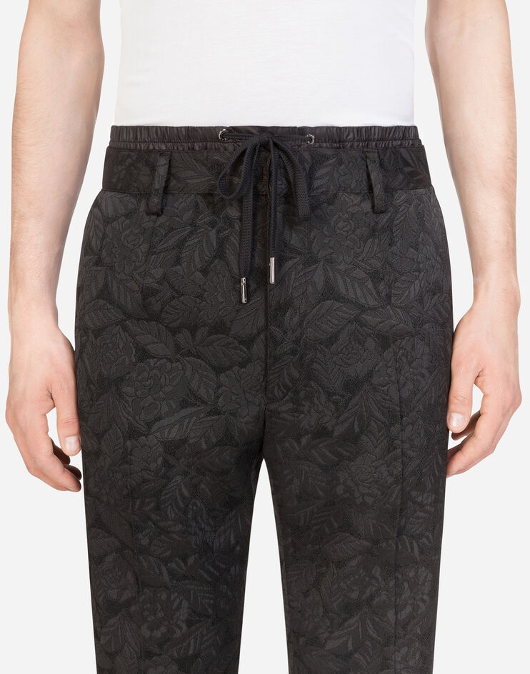 Floral stretch jacquard jogging pants - 4