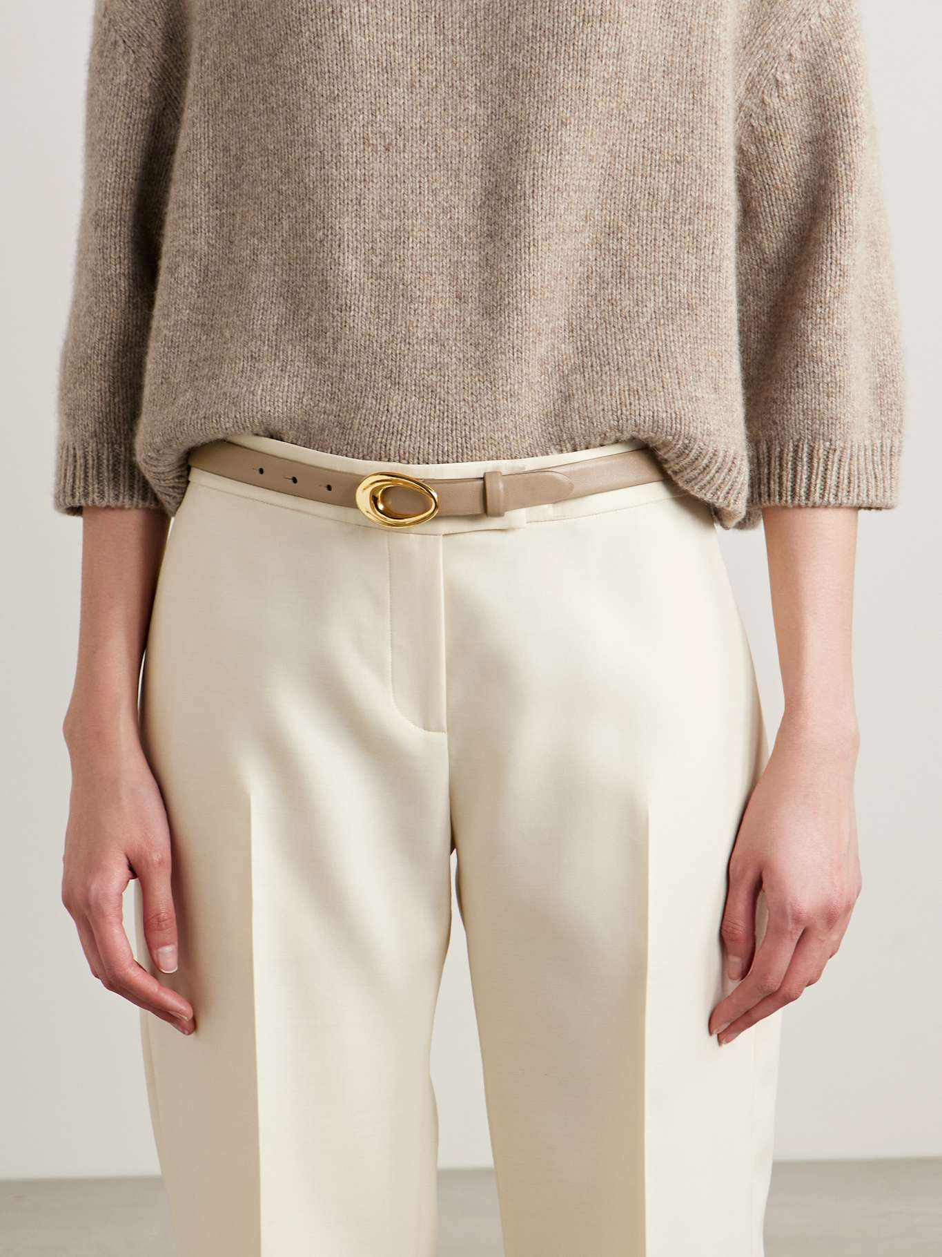 Olivia leather belt Beige - 2