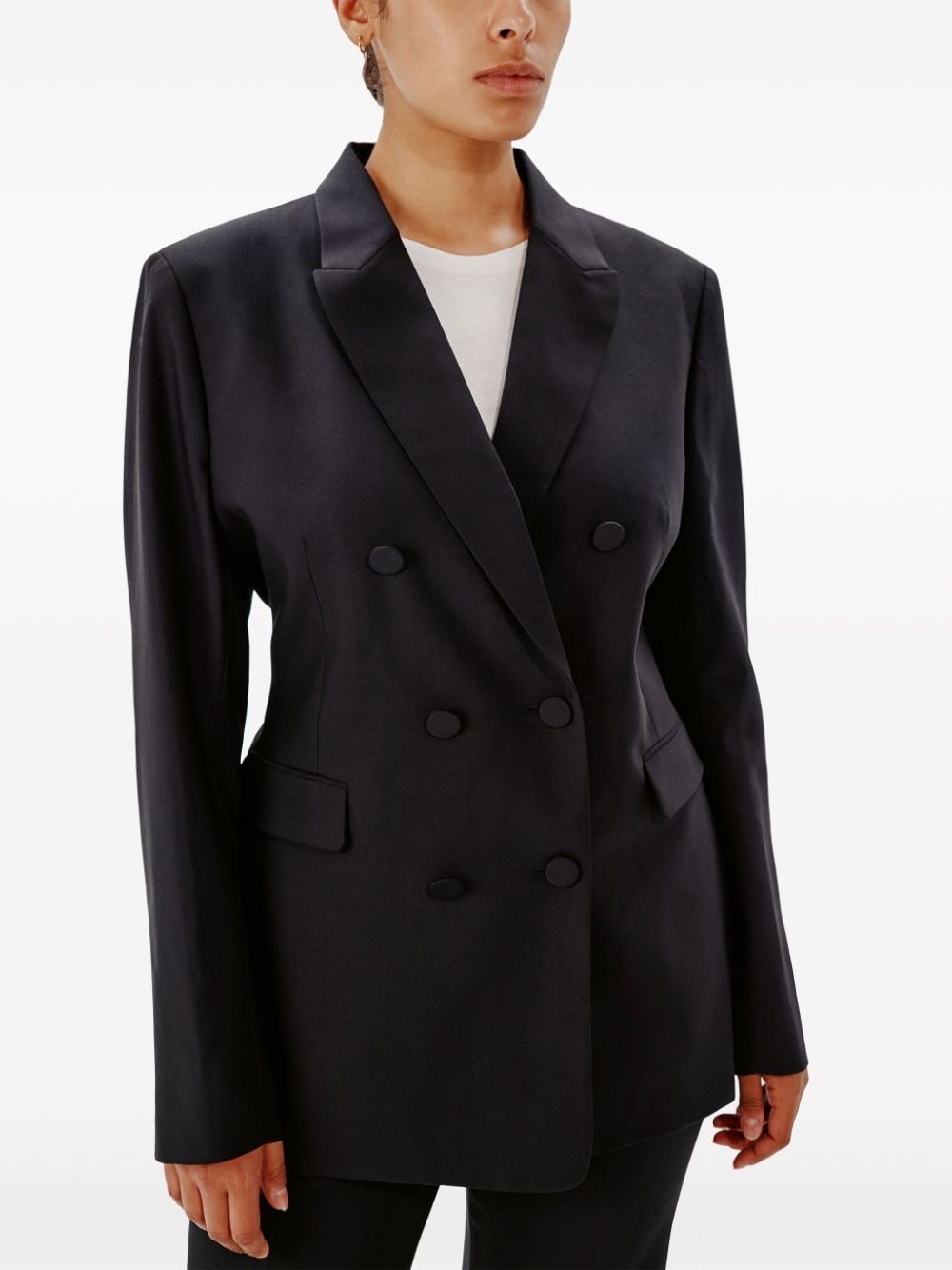 double-breasted merino wool blazer - 5