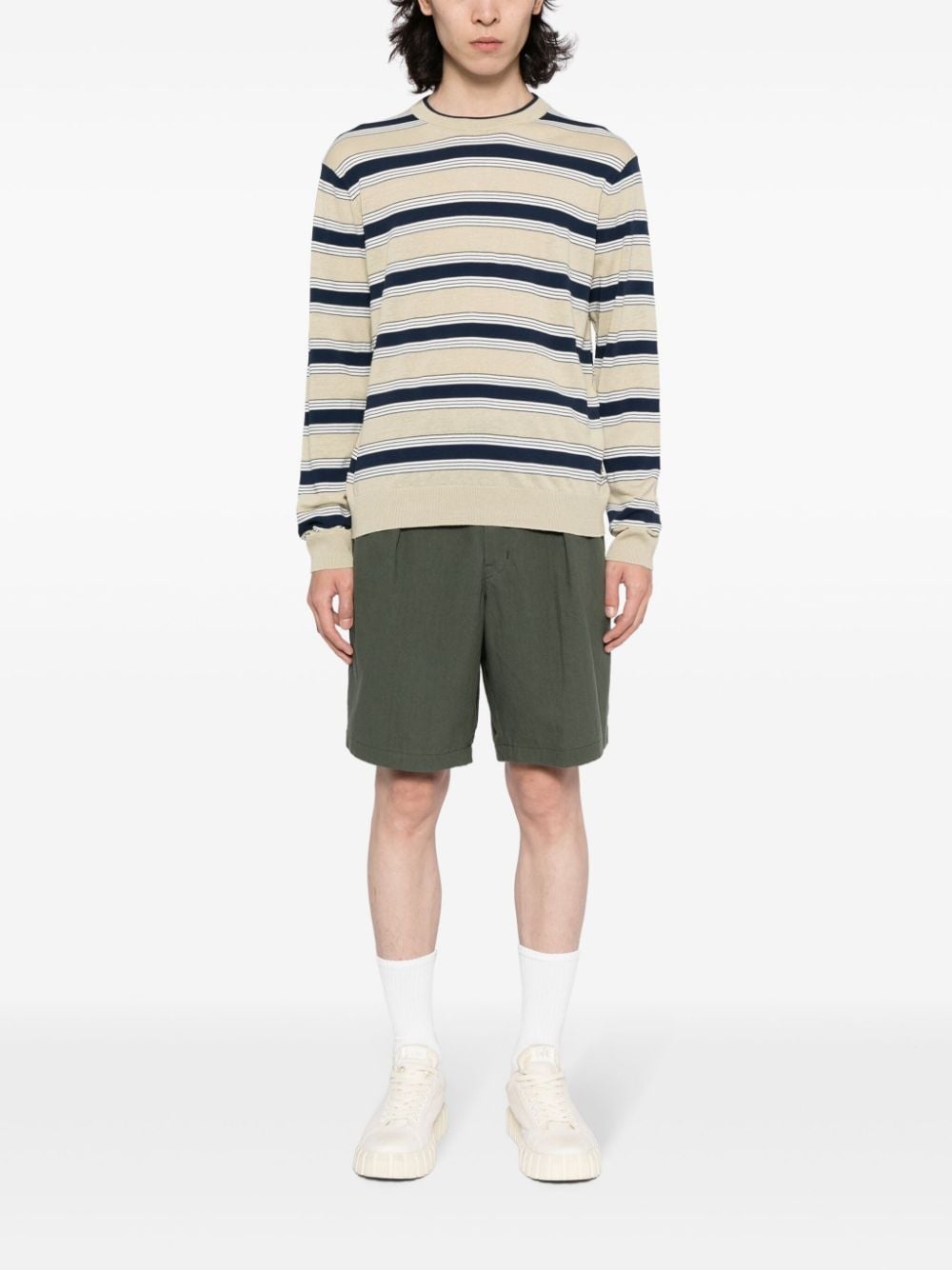stripe print cotton blend sweater - 2