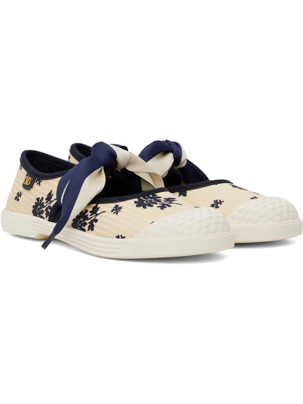 Off-White & Navy Bay By Bay Ballerina Sneakers - 4
