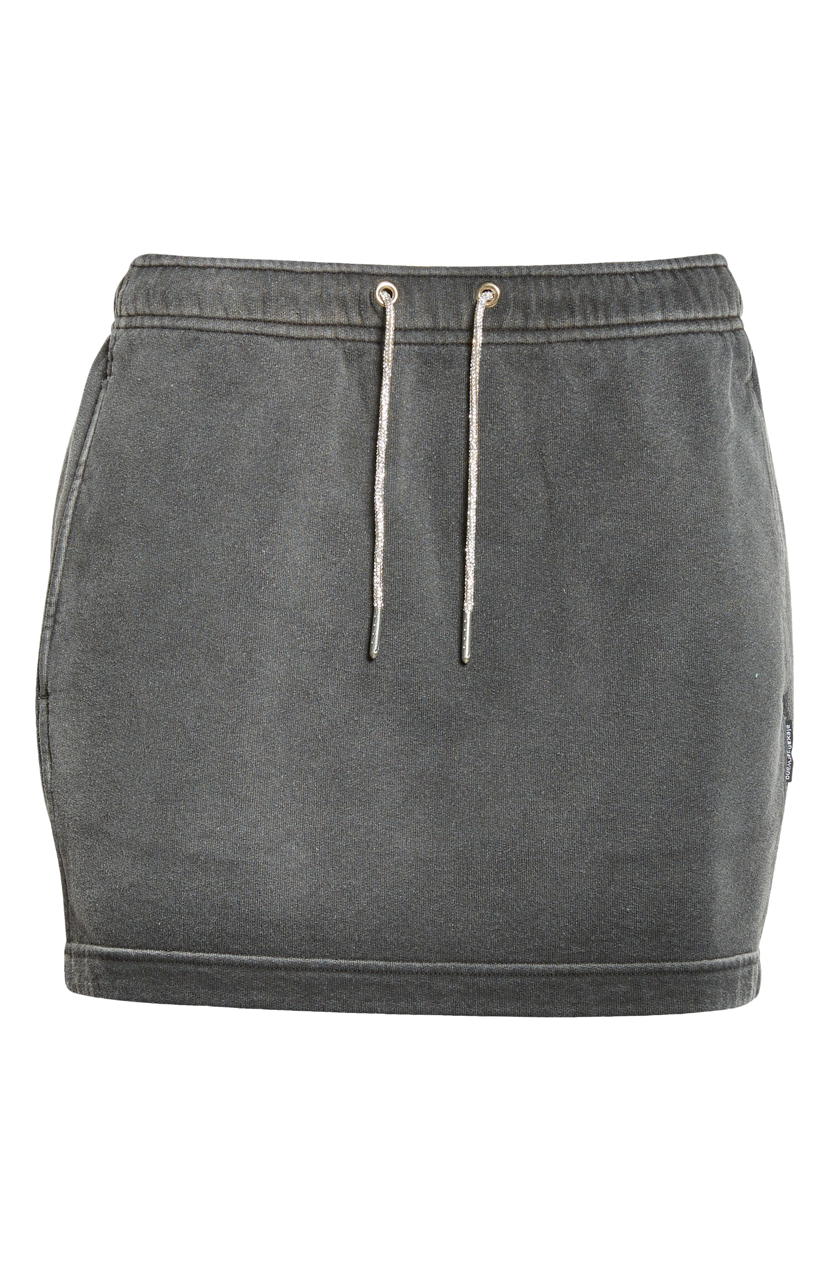 Alexander Wang Hotfix Crystal Drawstring French Terry Miniskirt in Washed Caviar at Nordstrom - 5