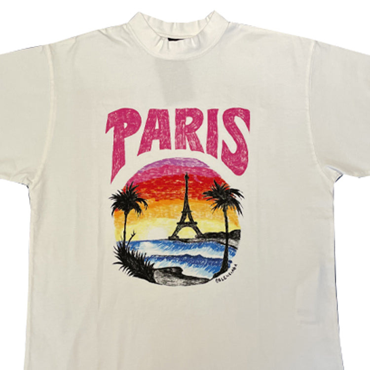 (WMNS) Balenciaga Paris Tropical T-Shirt 'White' 764235TPVL99601 - 3