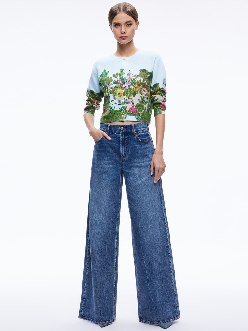 Alice + Olivia BRIGID EMBROIDERED CROPPED CARGIAN outlook