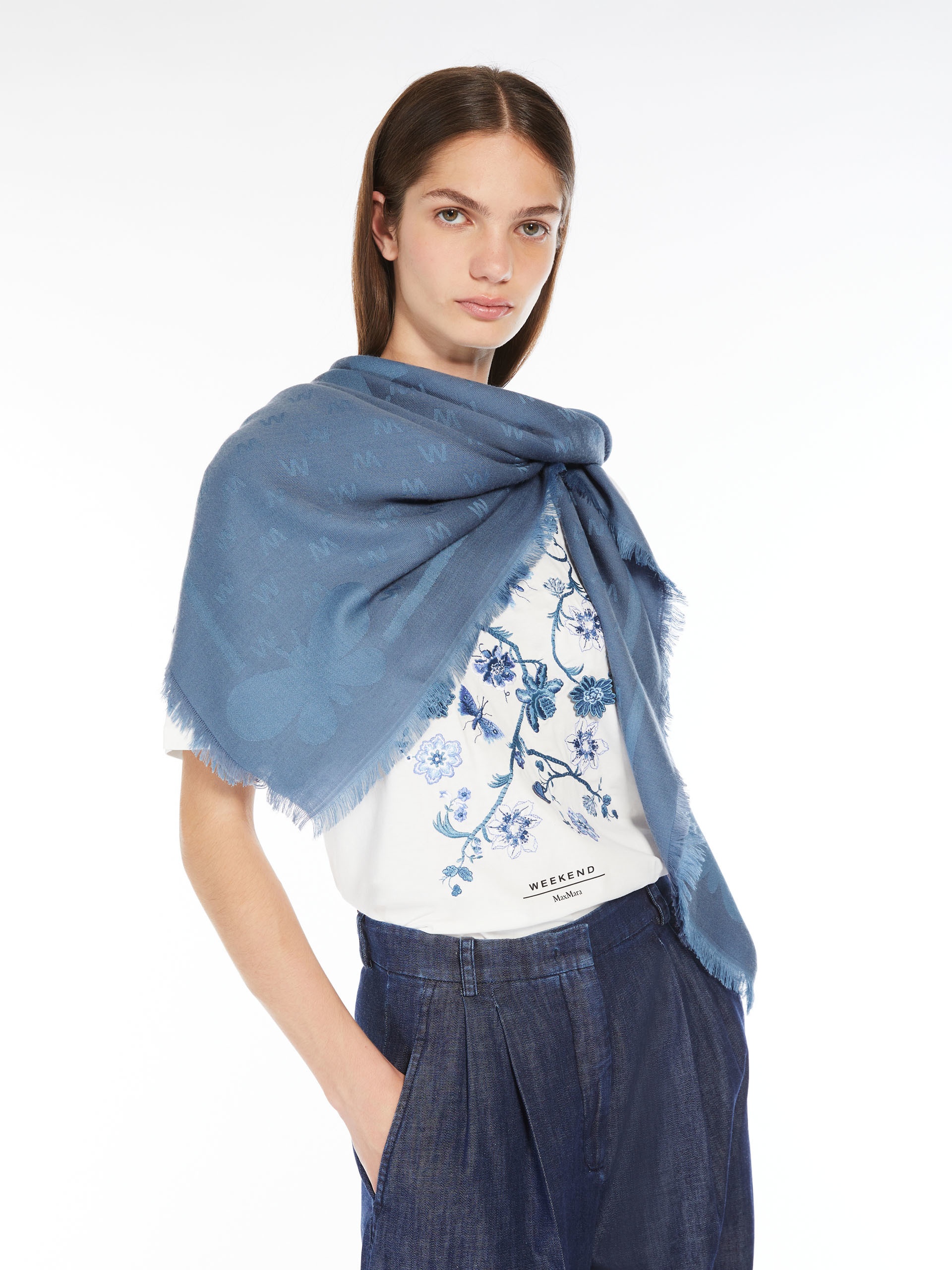 DIRE Jacquard-knit viscose and wool shawl - 4