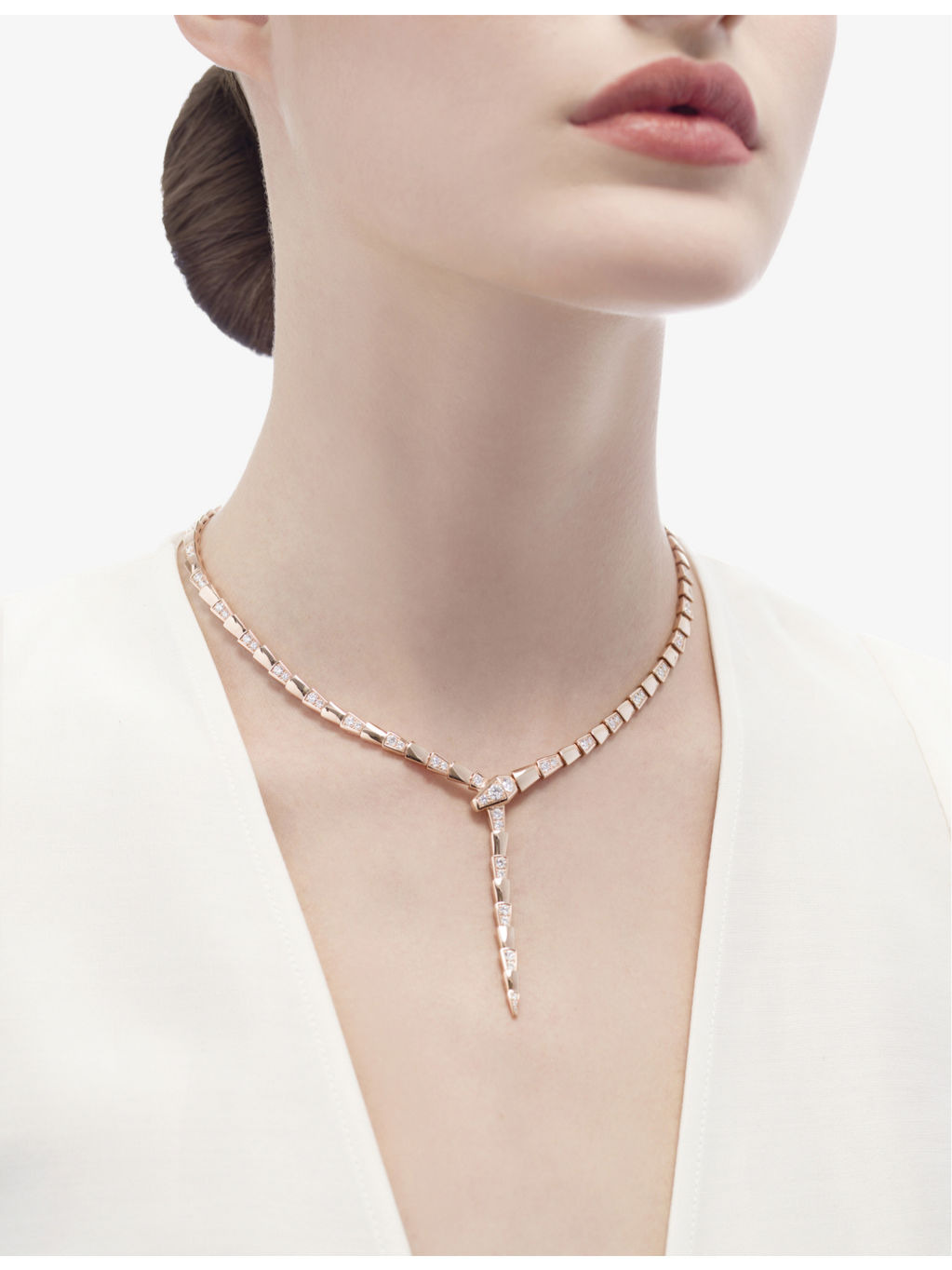 Serpenti coiled-snake 18ct rose-gold and 4.5ct diamond necklace - 2