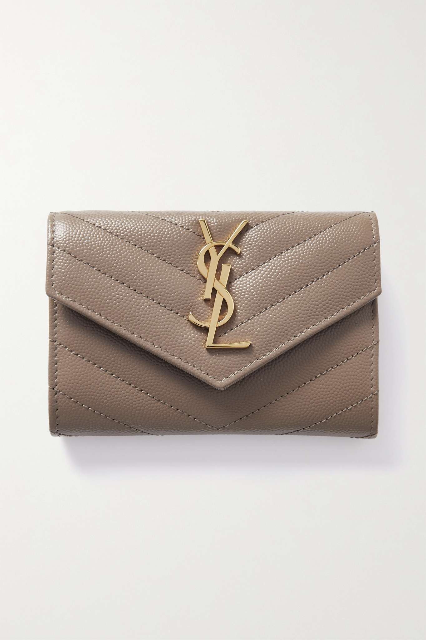 SAINT LAURENT Monogramme Envelope quilted textured-leather wallet