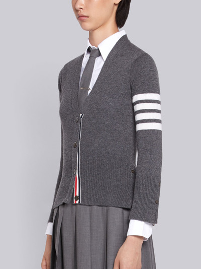 Thom Browne Medium Grey Cashmere 4-Bar V-Neck Cardigan outlook