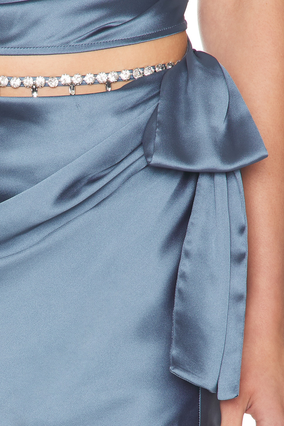 Crystal Embellished Satin Mini Skirt - 6