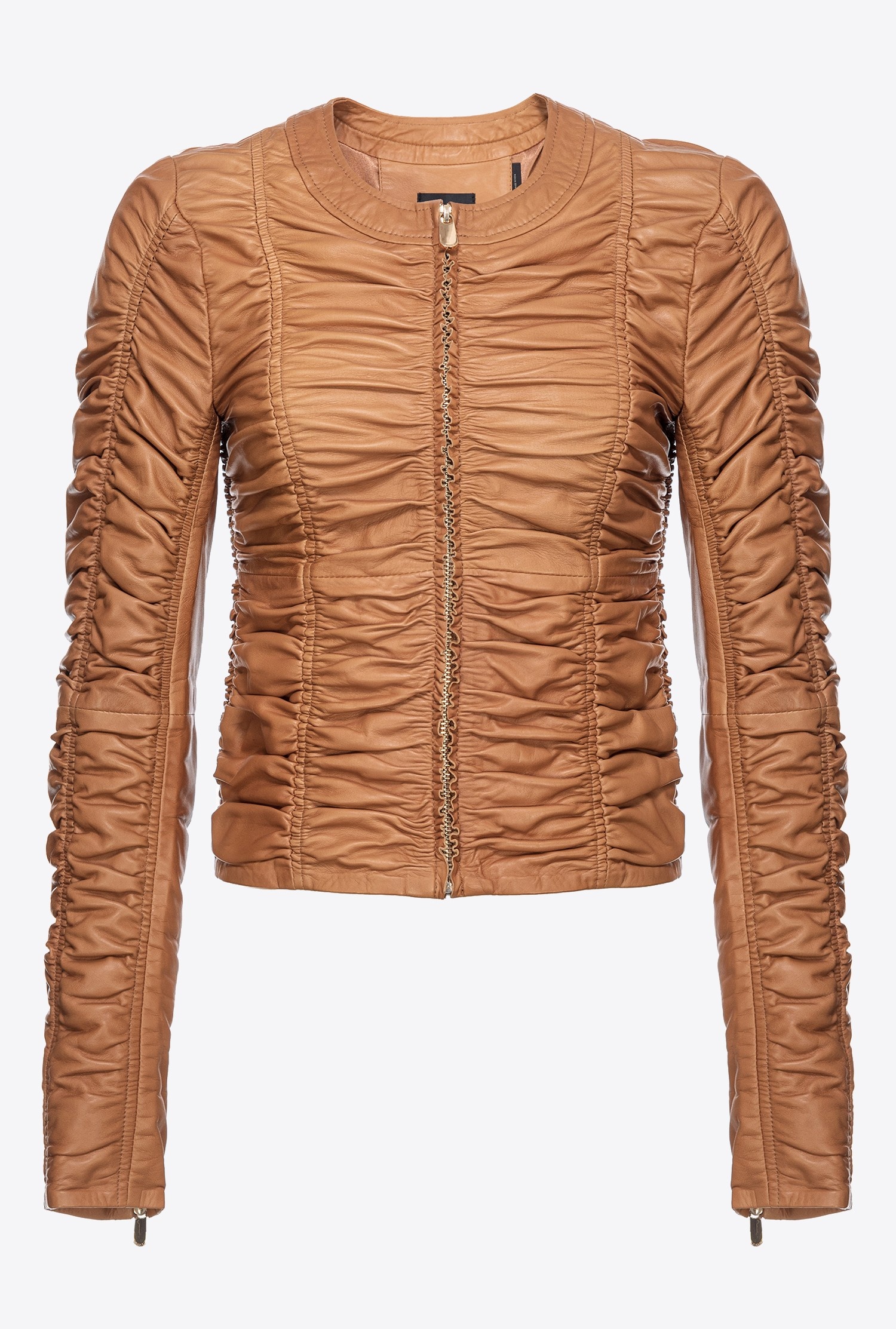 GATHERED NAPPA LEATHER JACKET - 1