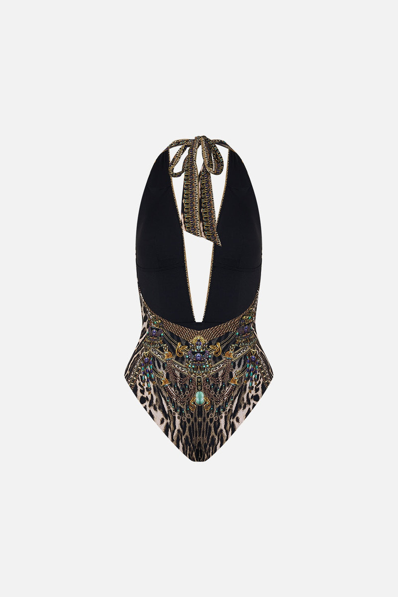 PLUNGE FRONT HALTER ONE PIECE  WITH TRIM 6