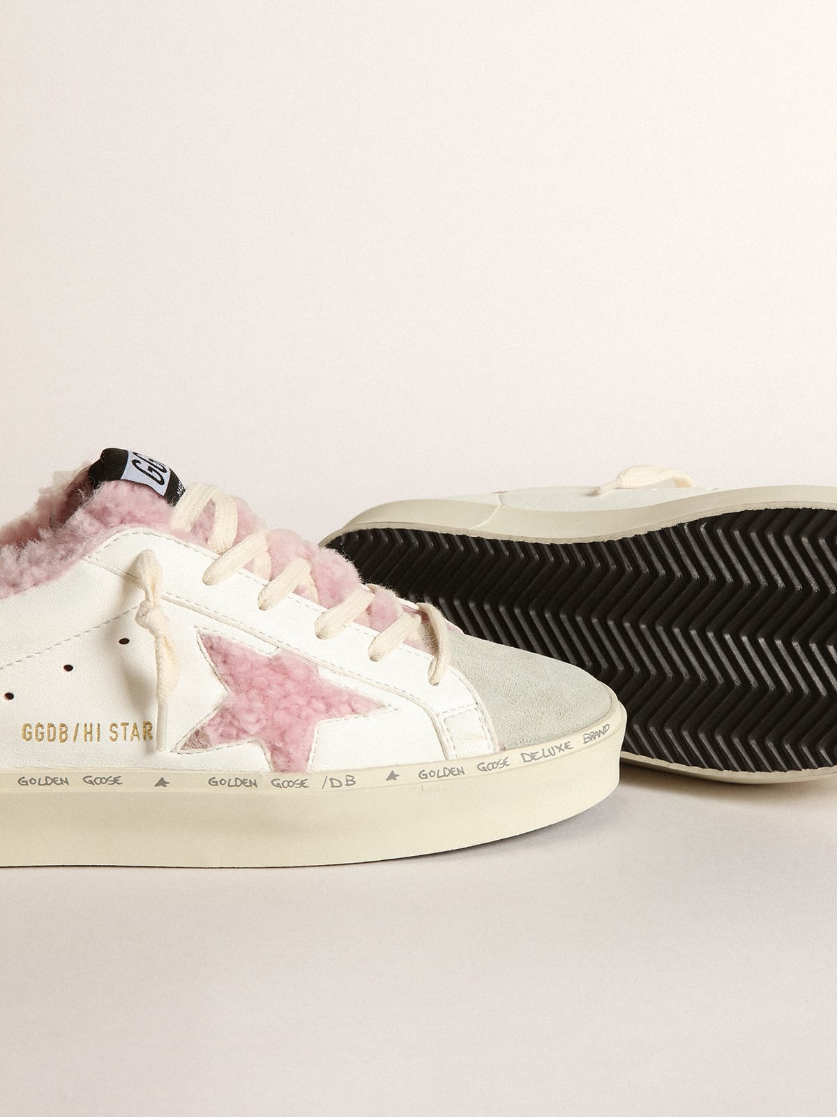 Hi Star in white nappa with pink shearling star and lining - 3