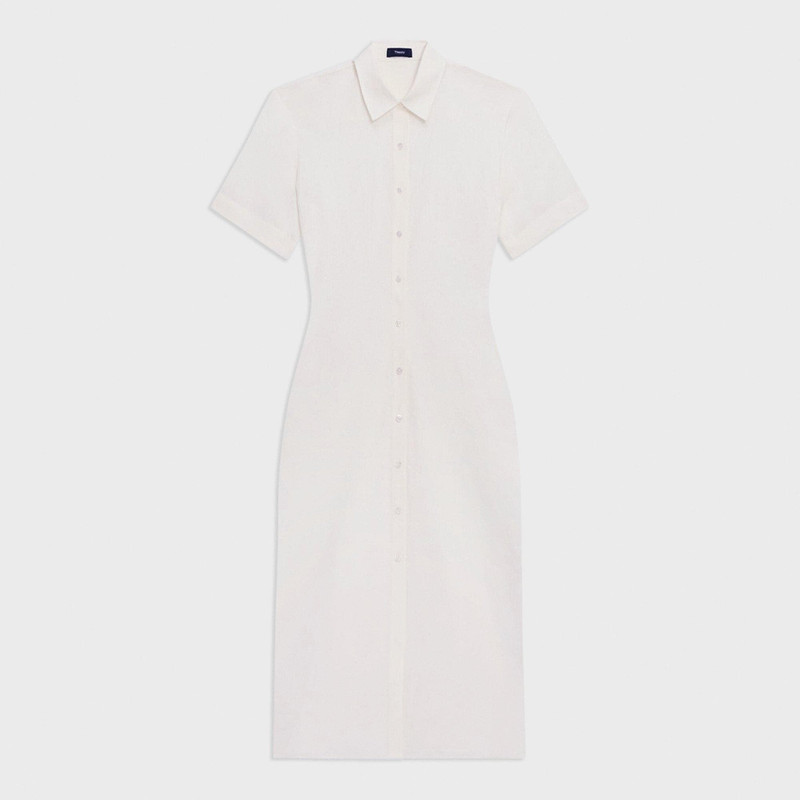 Short-Sleeve Shirt Dress in Galena Linen 1