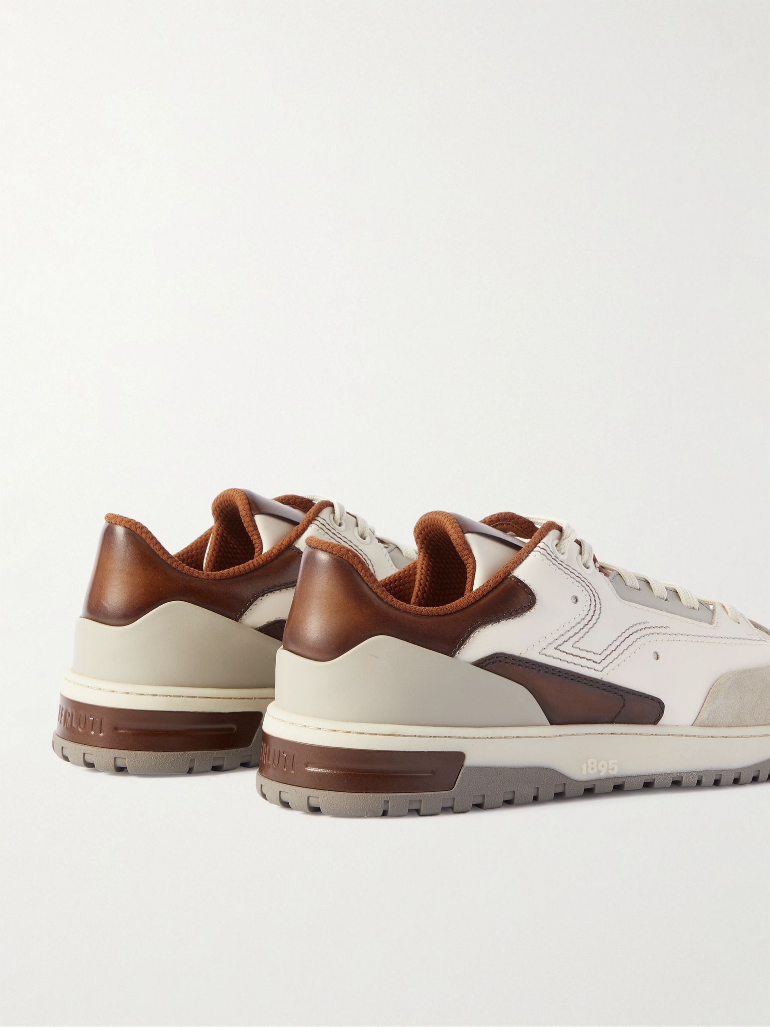 Playoff Suede-Trimmed Leather Sneakers Off-white - 5