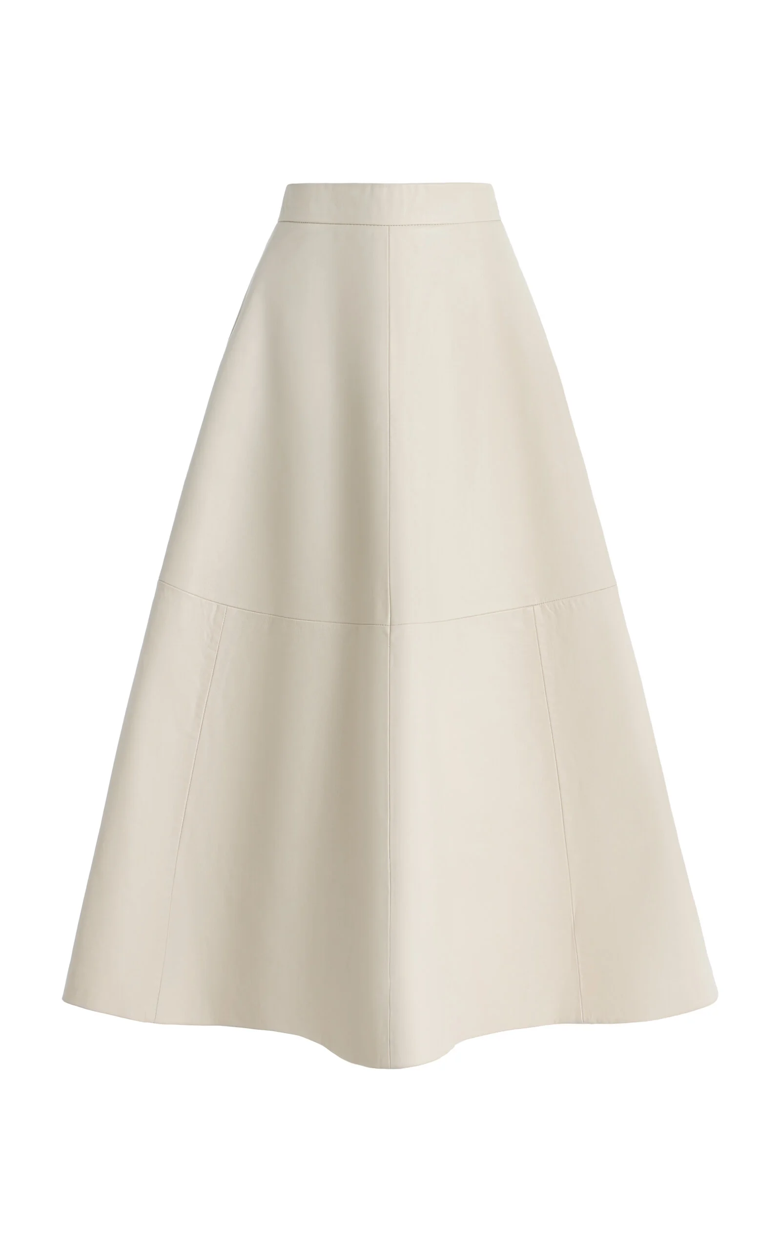 A-Line Leather Midi Skirt ivory - 1