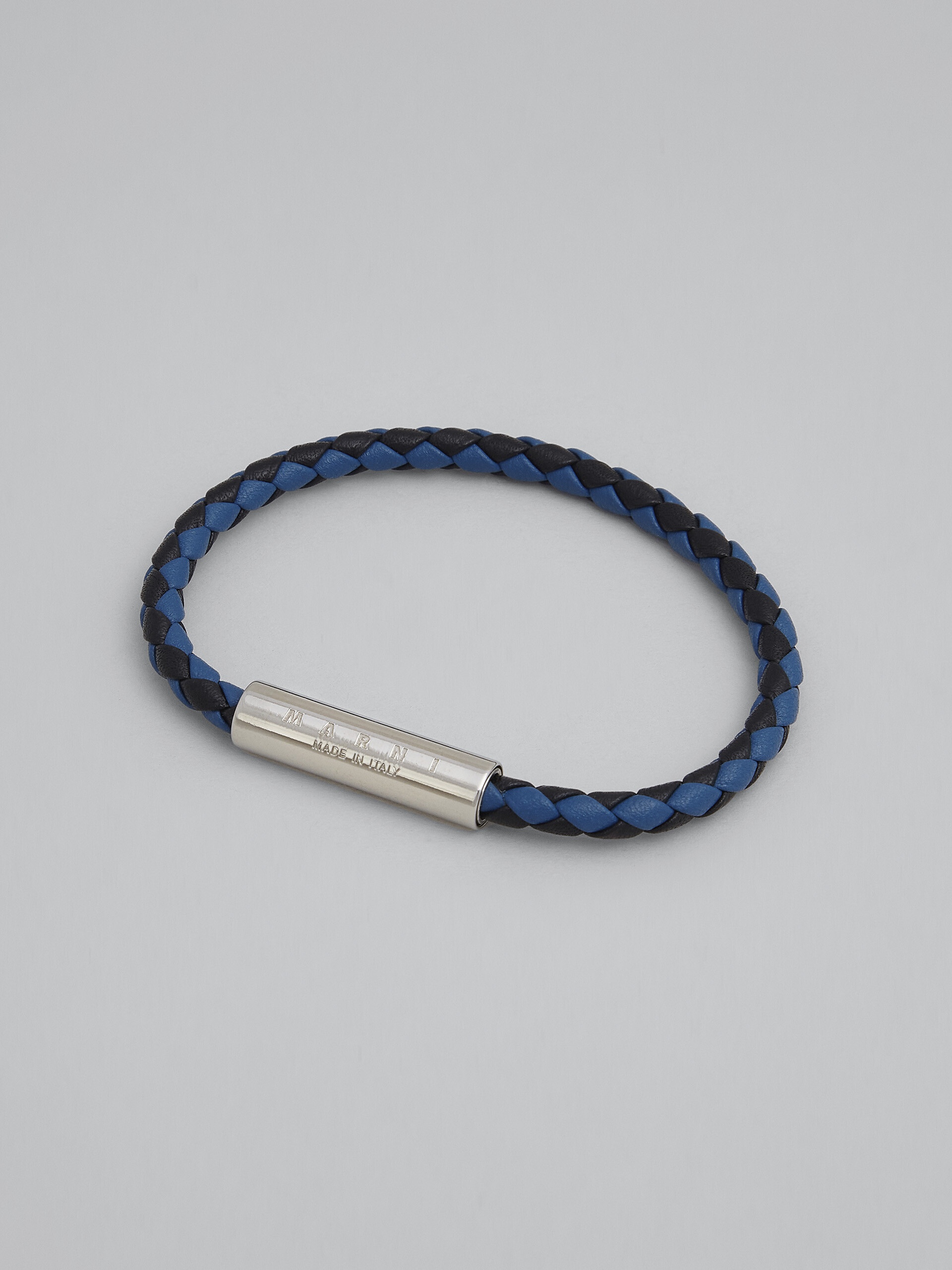 BLACK AND BLUE BRAIDED LEATHER BRACELET - 4