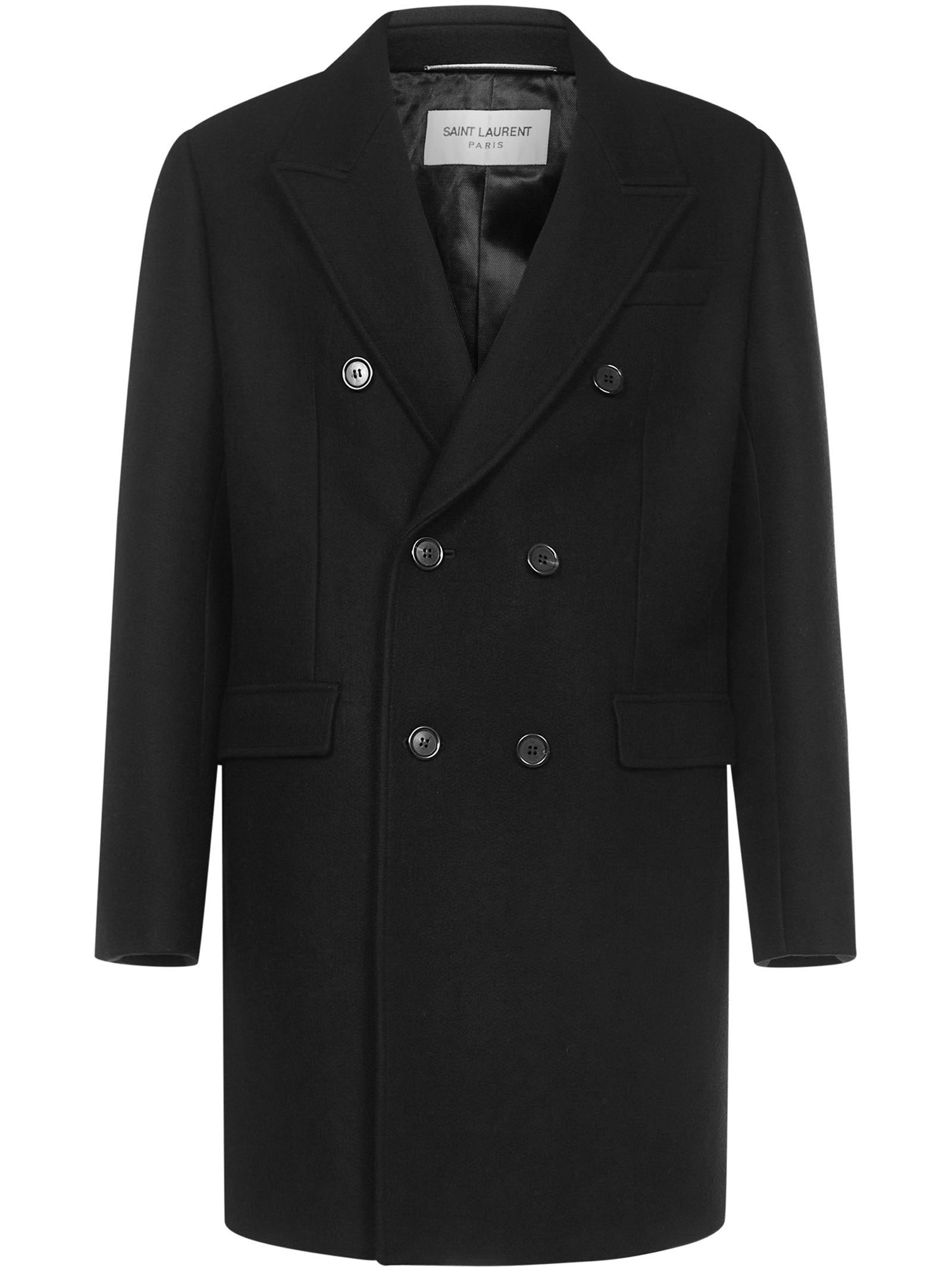 CHESTERFIELD double-breasted coat in black cashmere with peak lapel and back vent. - 1
