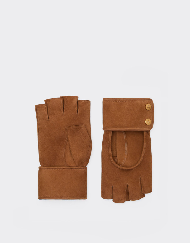 Fingerless gloves in suede 1