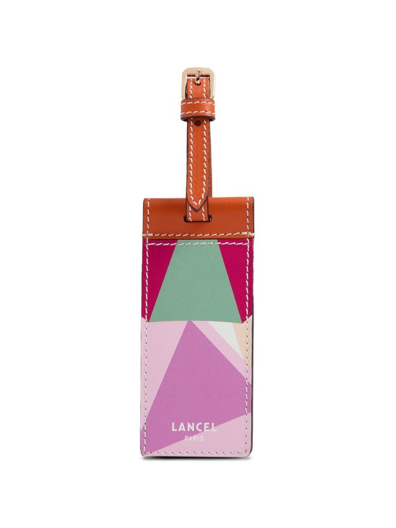 Beach geometric-pattern leather luggage tag 1