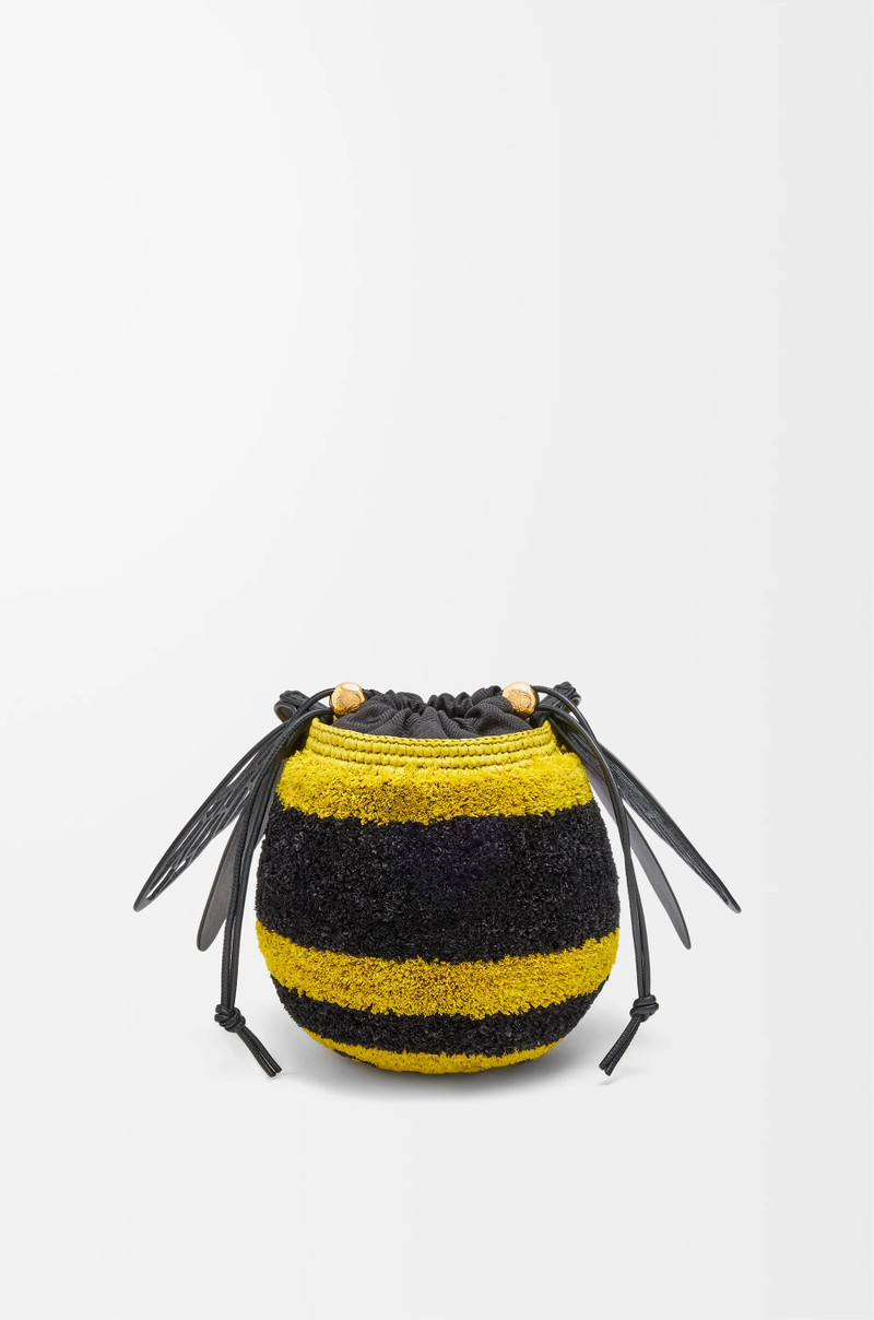 Bee basket in raffia and calfskin 1