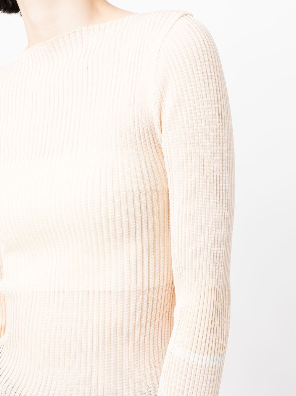 ribbed knit boat-neck knitted top - 5