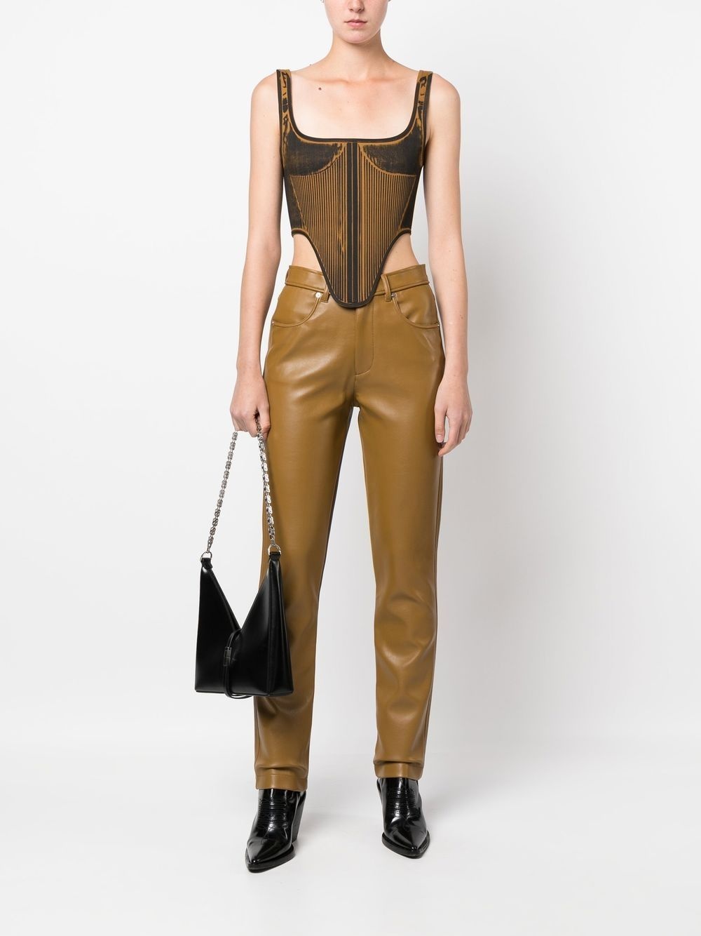 leather-effect straight-leg trousers - 2