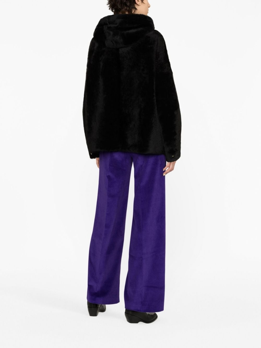 hooded shearling  jacket - 4