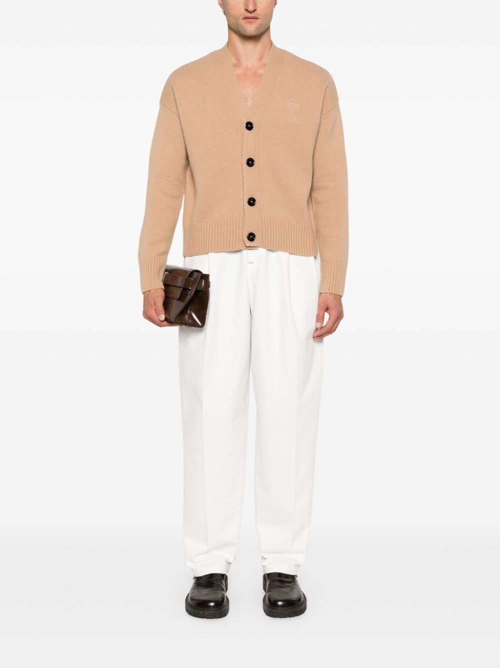 wool-cashmere v-neck cardigan - 3