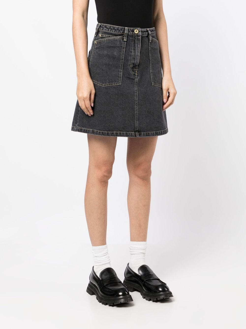 high-waisted bleached denim skirt - 3