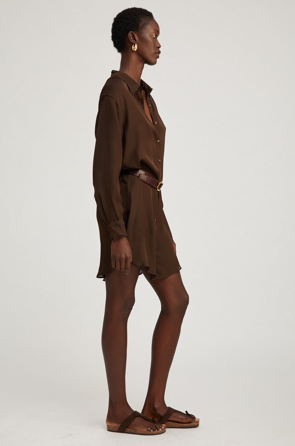 AMERICANO SILK BUTTON DOWN MINI DRESS - 3
