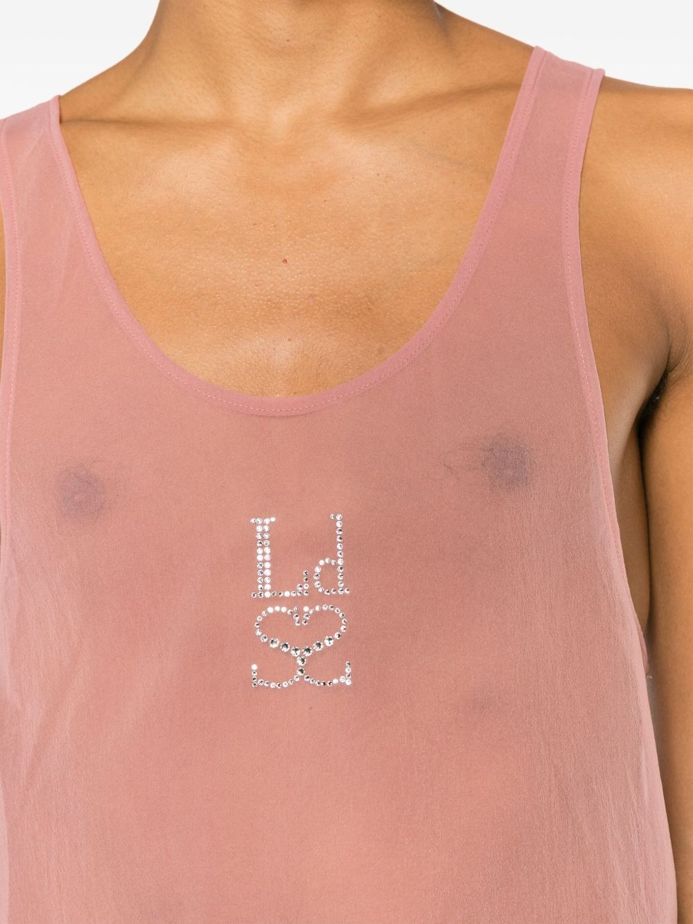 rhinestone-embellished sheer tank top - 5