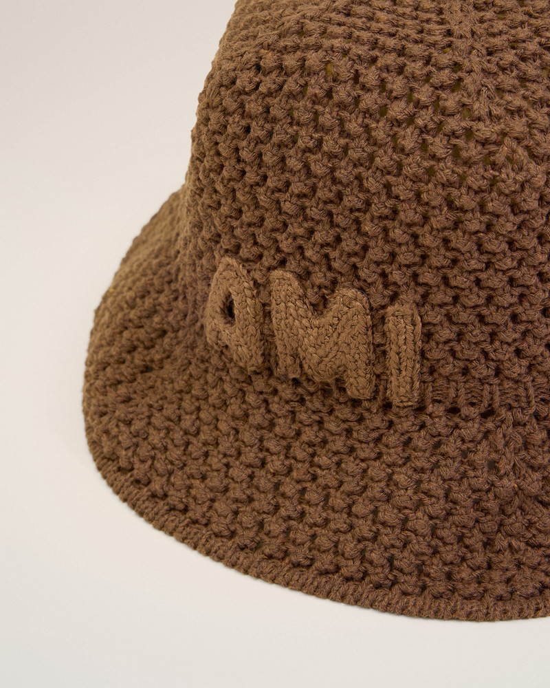 BROWN COTTON KNITTED AMI PATCH BUCKET HAT 3