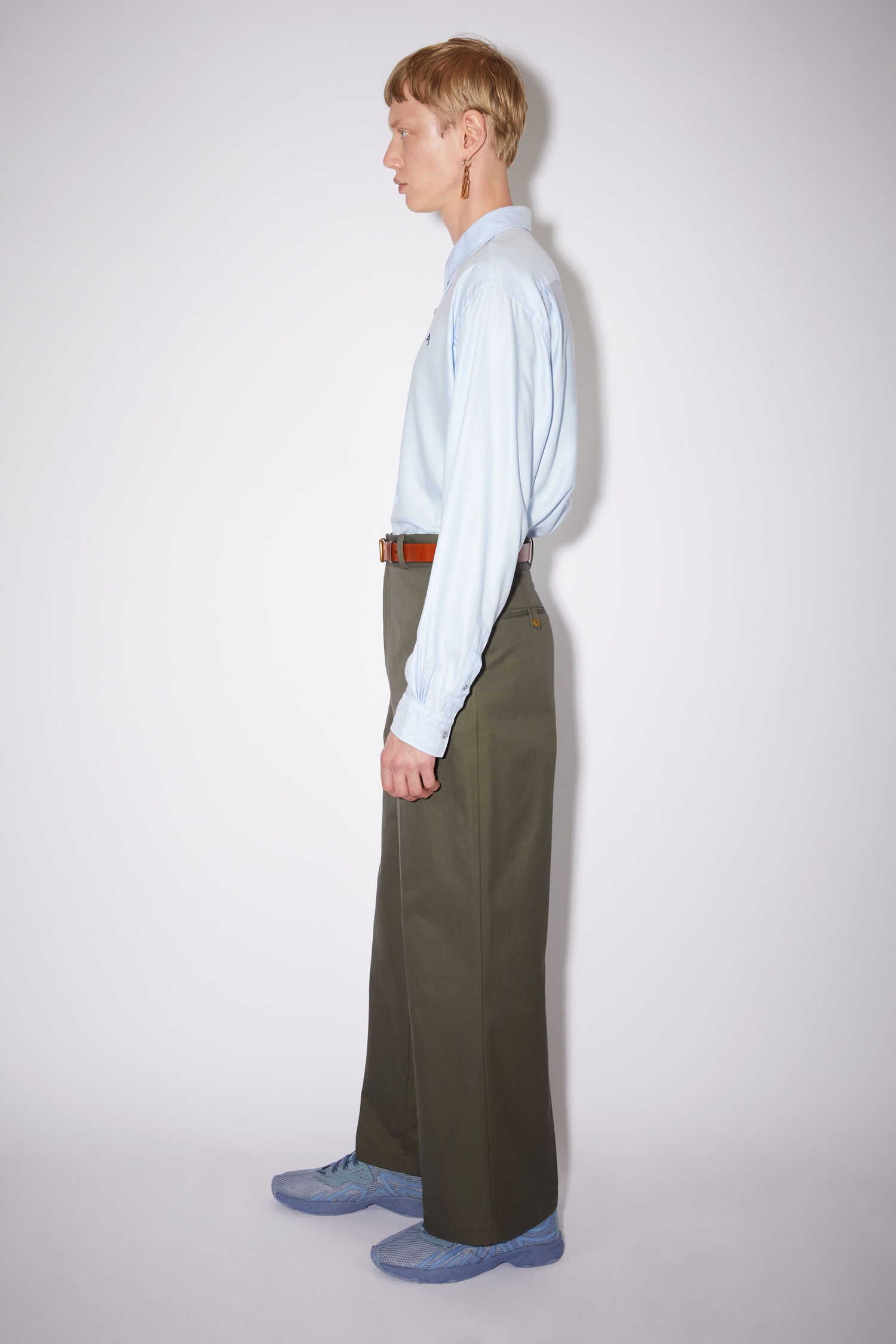 Wide leg trousers - Olive green - 4