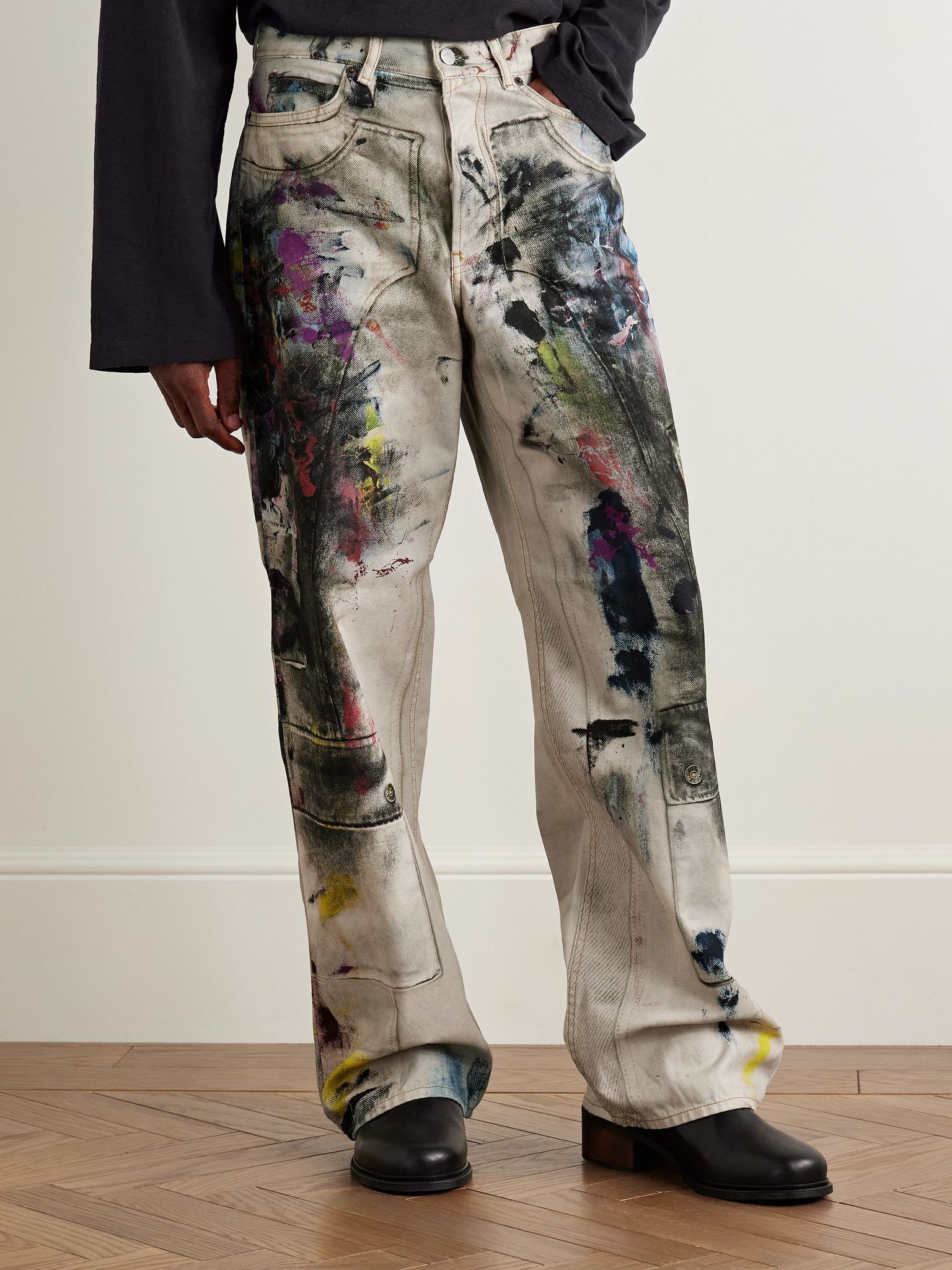 1981 Wide-Leg Trompe L'oeil Printed Jeans Off-white - 3