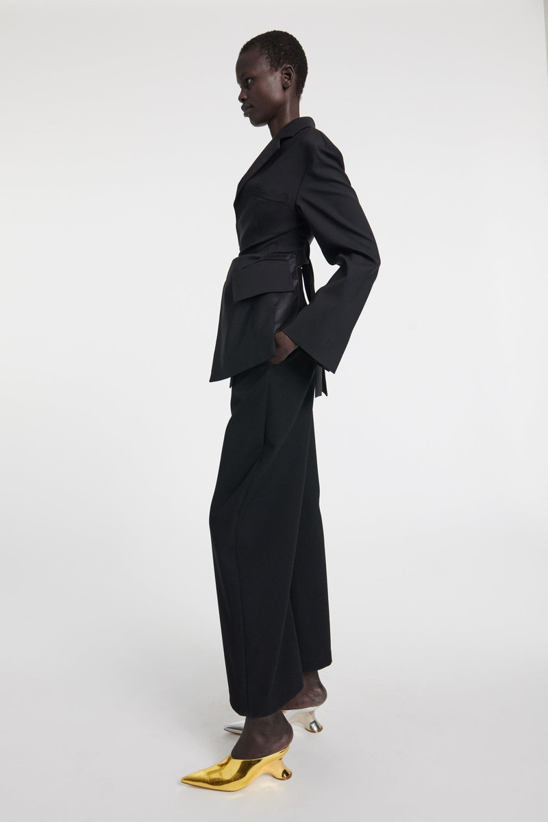 SINGLE BREASTED JACKET WITH BACK CUTOUT AND TIES BLACK 6