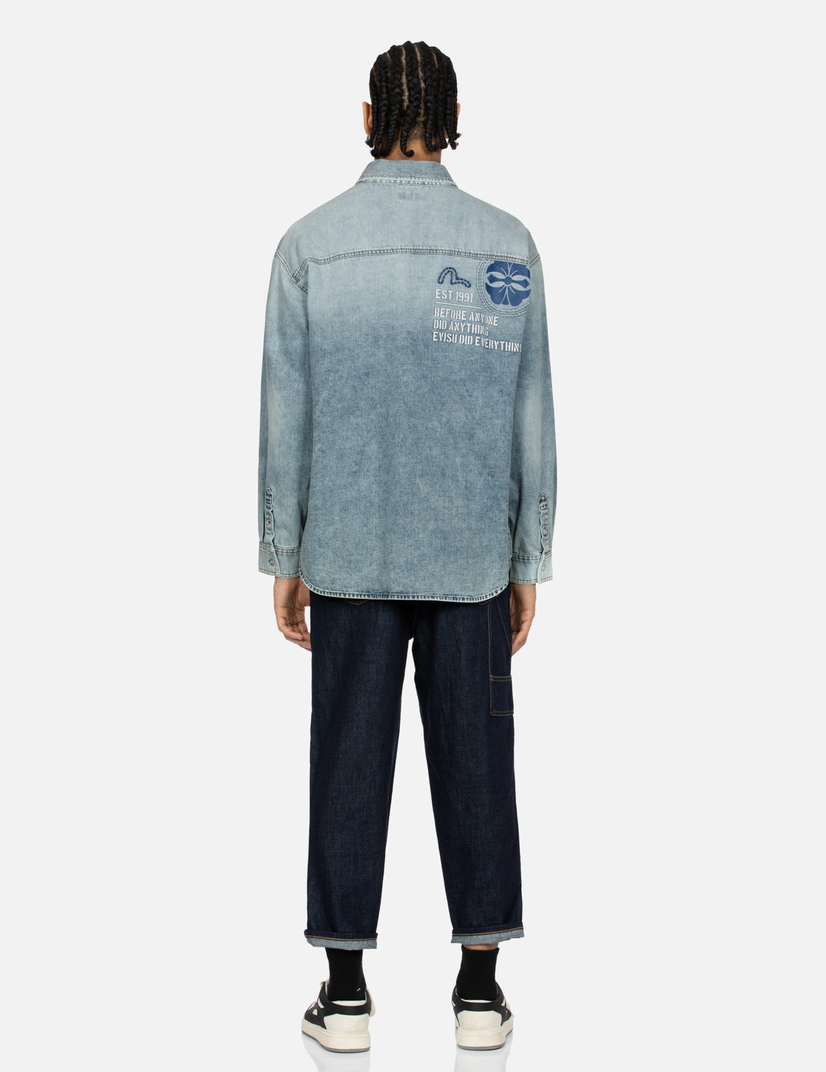 Seagull and Godhead Embroidery Balloon Fit Jeans - 5