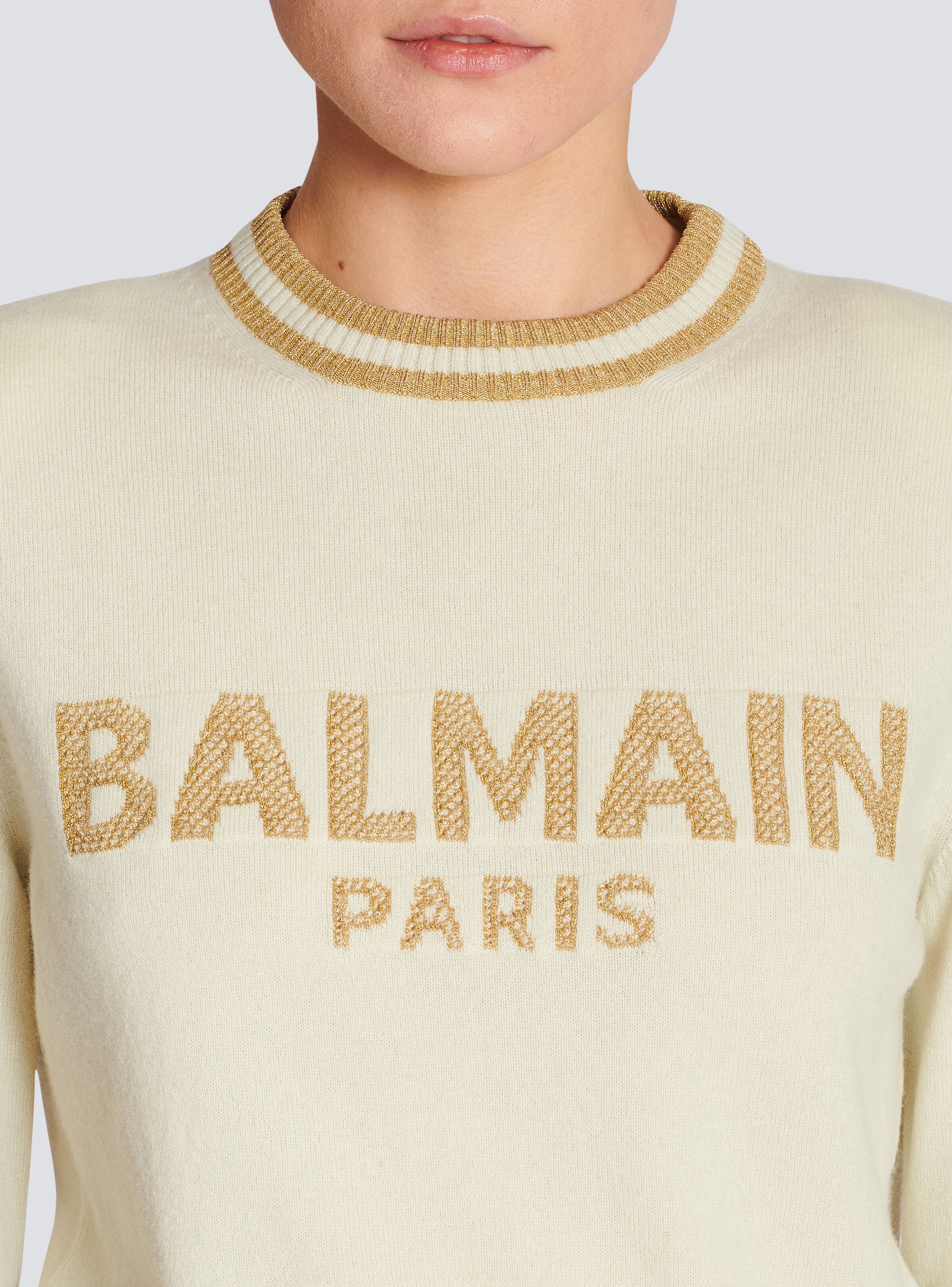 Cropped wool jumper with Balmain logo - 7