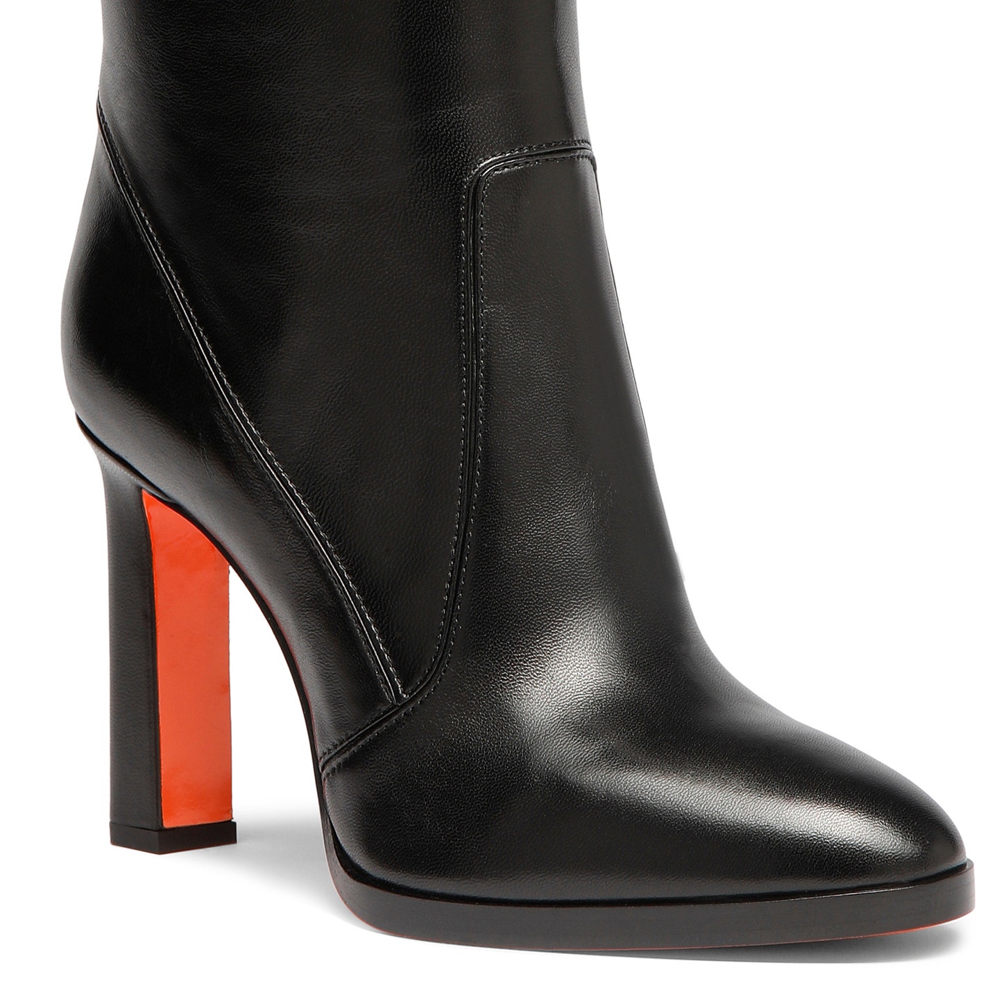 Women's black leather high-heel boot - 6
