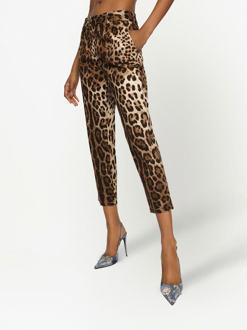 leopard-print cropped trousers - 3