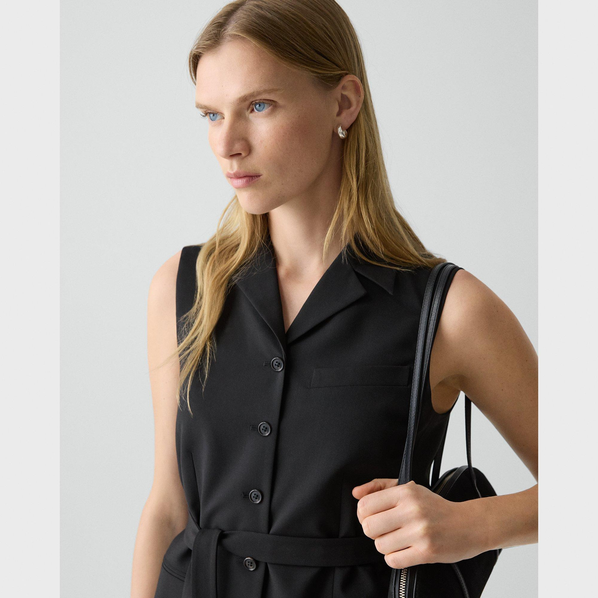 Tie Waist Vest in Good Wool - 5