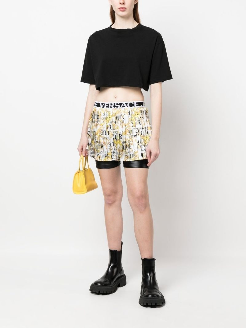 VERSACE JEANS COUTURE logo-waistband pleated shorts outlook