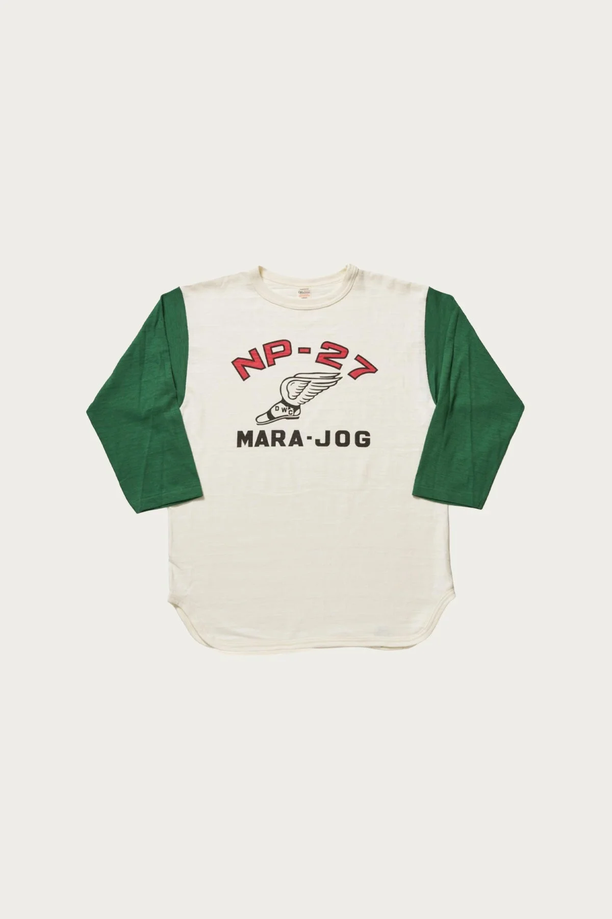 4800 3/4 Sleeve Baseball Tee - Cream/Lt. Green - 1