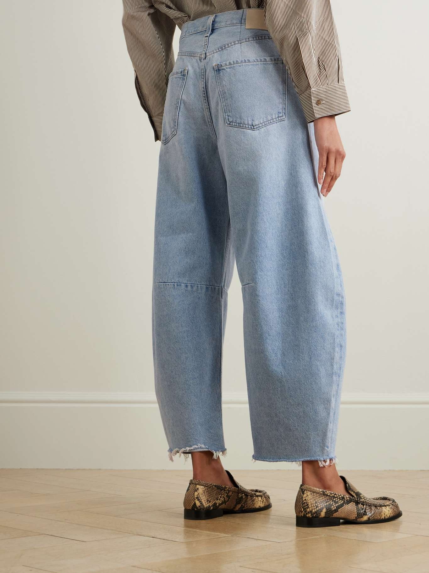 Horseshoe frayed high-rise wide-leg jeans Light denim - 4