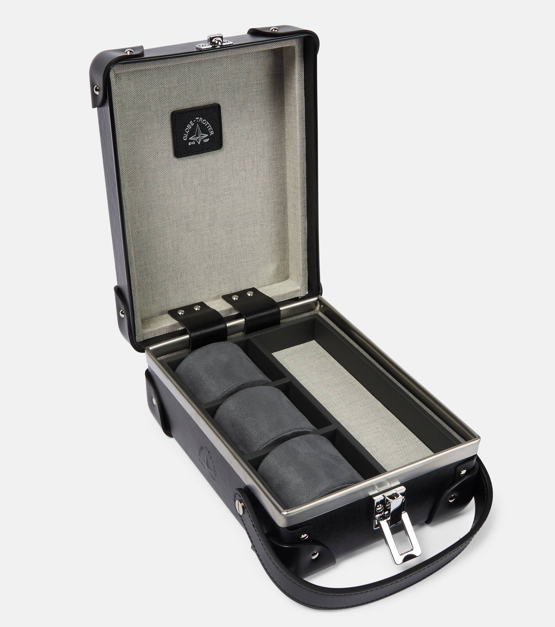Centenary leather-trimmed watch case - 2