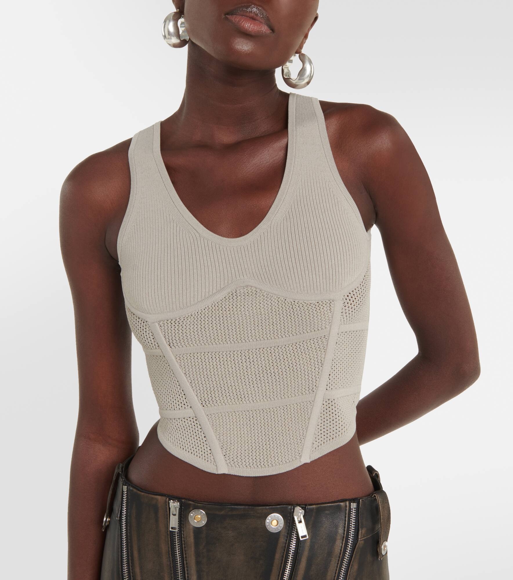 Cropped ribbed-knit bustier - 4