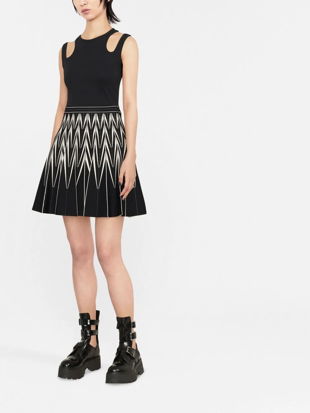 zig-zag pleated mini skirt - 2