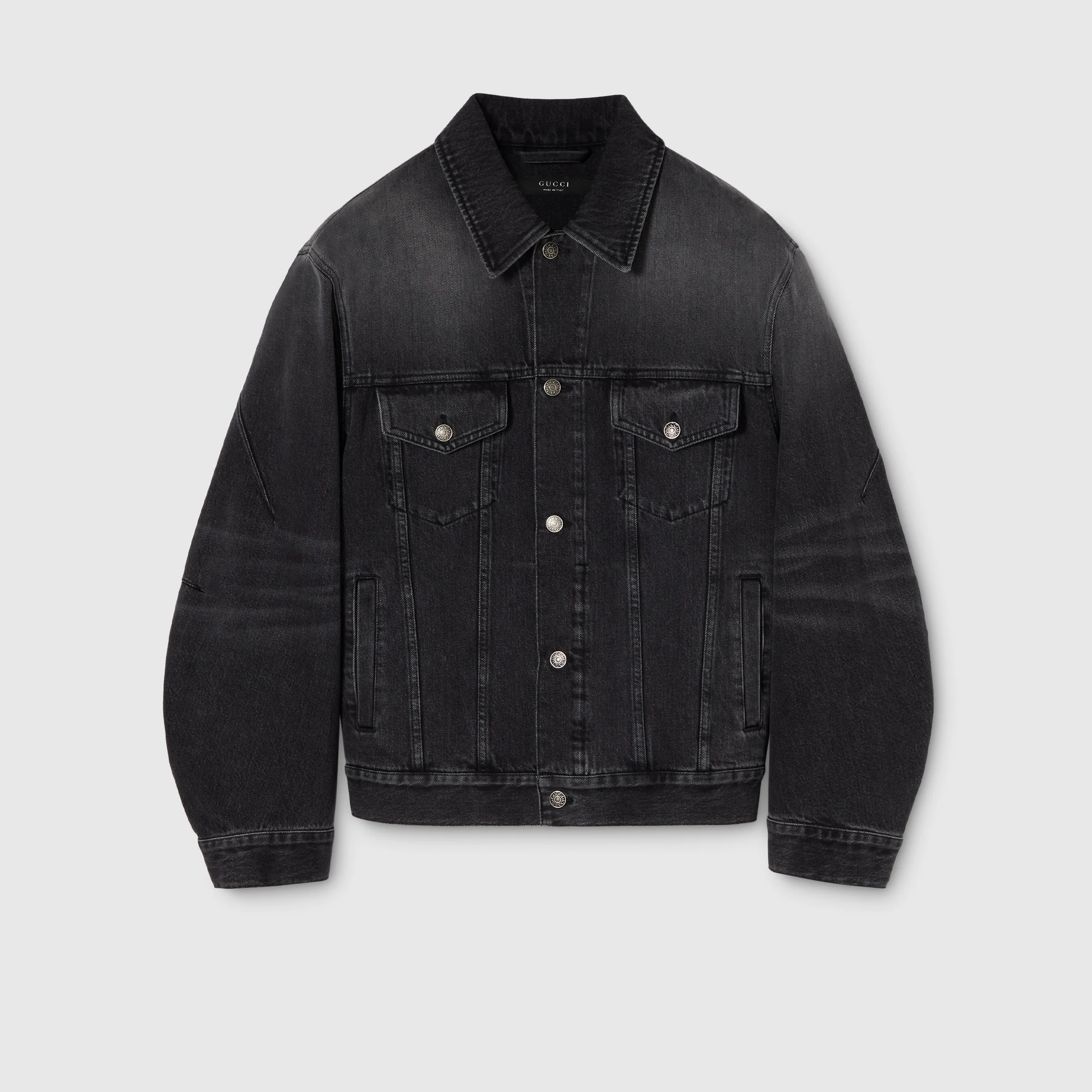 Washed certified cotton denim jacket - 1